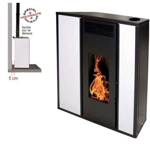 Po&ecirc;le &agrave; granules TESSA 10KW Etanche sortie dessus + Conduit 80/125 - Blanc