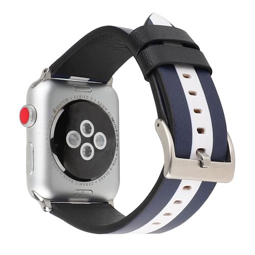  Bracelet en cuir tricolore pour Apple Watch Series 6/ SE/ 5/ 4 40mm - Bleu&Blanc 