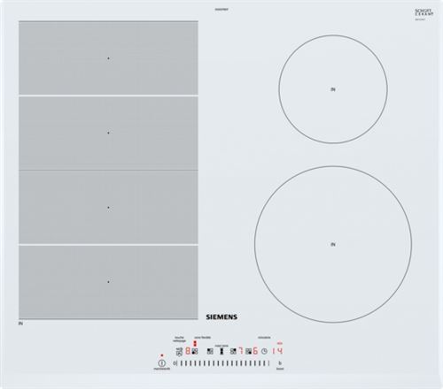 Siemens iQ700 EX652FEB1F - Table de cuisson à induction - 4 plaques de cuisson - Niche - largeur : 56 cm - profondeur : 49 cm - blanc - avec cadre biseauté - blanc