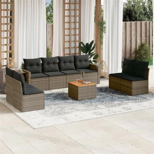 Non Communiqué Gris Salon De Jardin Modulable Vidaxl Rotin 9 Pieces X 62 X 69 8 Personnes
