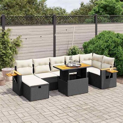 Vidaxl Noir Salon De Jardin 8 Pcs - Image 3