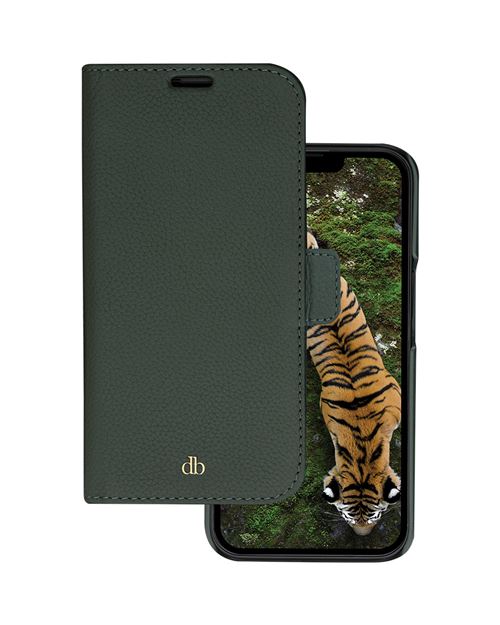 dbramante1928 New York - Étui à rabat pour téléphone portable - cuir durable pleine fleur grainé - sempervirent - pour Apple iPhone 14 Pro