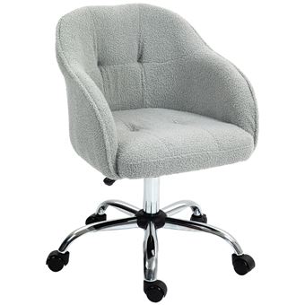 Chaise de bureau tissu bouclette design hauteur réglable pivotante piètement acier gris - 1