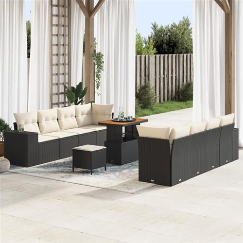 VIDAXL - Ensemble de canapé de jardin - 11 pièces - Noir - Image 2