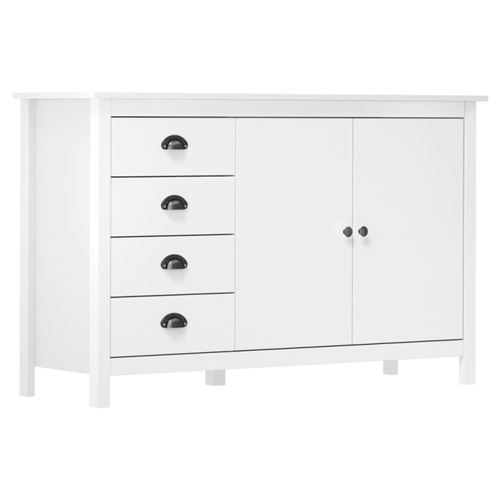 Non Communiqué Blanc Buffet Hill 130X40x80 Cm Bois De Pin Solide