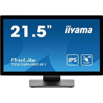iiyama ProLite T2238MSC-B1 - Écran LED - 21.5" - écran tactile - 1920 x 1080 Full HD (1080p) - IPS - 600 cd/m² - 1000:1 - 5 ms - HDMI, DisplayPort - haut-parleurs - noir mat