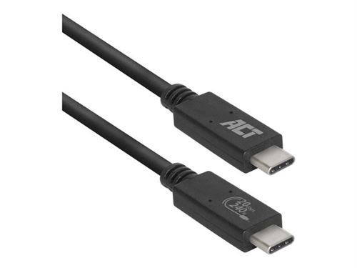 ACT - Câble USB - 24 pin USB-C (M) pour 24 pin USB-C (M) - USB4 - 48 V - 5 A - 1 m - jusqu'à 240 W de puissance - noir