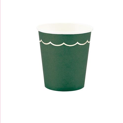 8 gobelets carton liseré or 20cl vert jungle - 913VJG