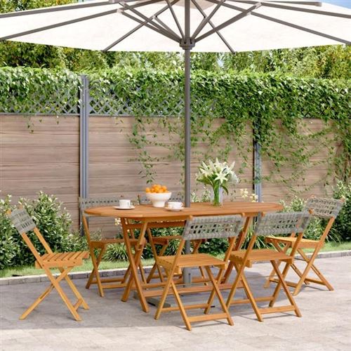 Non Communiqué Gris Vidaxl Chaises De Jardin Pliantes Lot De 6 Poly Rotin Bois Massif, Siège De Jardin, Chaise De Patio, Chaise À Manger De 3214596