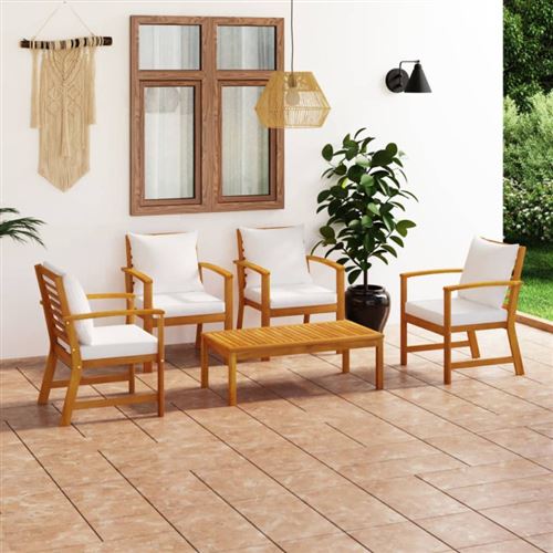 Non Communiqué Beige Salon De Jardin Modulable Vidaxl Bois Massif 5 Pieces 5 Personnes