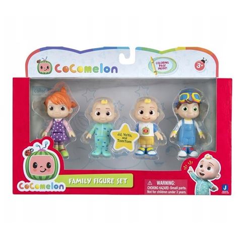 Lot de 4 figurines CoComelon Famille JJ (Tee et Onesie) YoYo TomTom