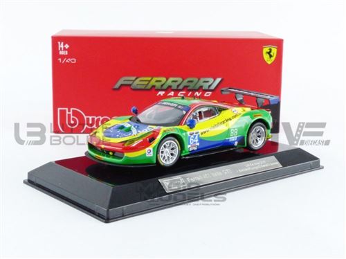 Voiture Miniature de Collection BBURAGO 1-43 - FERRARI 458 Italia GT3 - 2015 - Green / Blue / Yellow / Red - 36305G