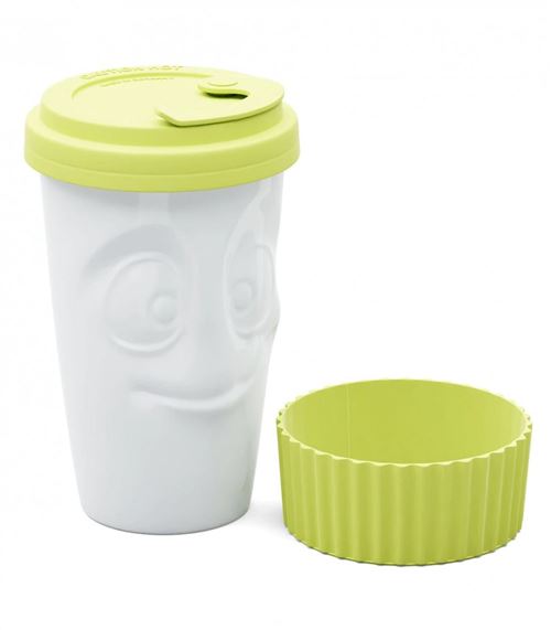 Mug de transport en Porcelaine TASSEN avec bague en silicone Lime - 400ml - Fabriqué en Allemagne