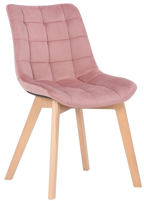 Chaise de salle à manger Passaic en velours avec pieds en Bois de hêtre , Rose