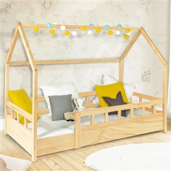 Llb - Lit cabane en bois pour enfant Montessori 80x160 cm avec