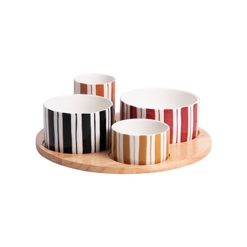 Non Communiqué Multicolore Service Apéritif 4 Pièces Singita 28,5 Cm - Table Passion - Porcelaine