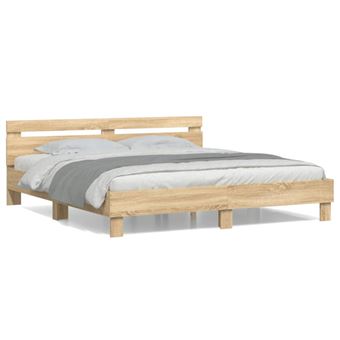 Cadre de lit sans matelas chêne sonoma 160x200 cm - 1