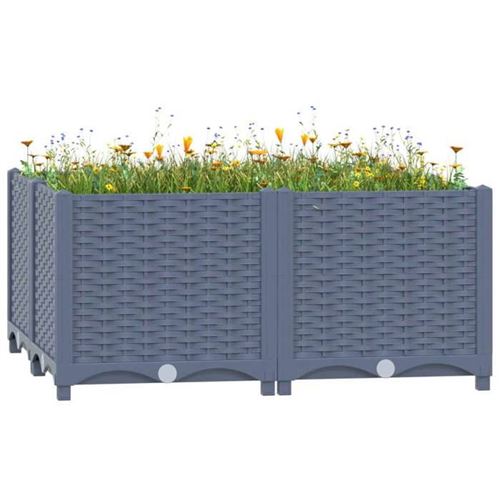 Vidaxl Gris Lit Surélevé - 80X80x38 Cm - Polypropylène - Couleur - Carré - Image 3