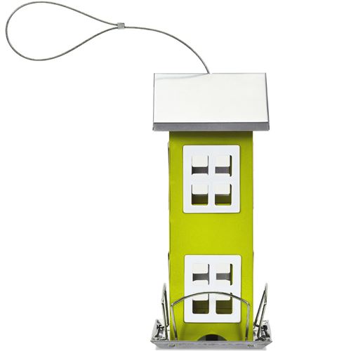 mangeoire à oiseaux giantex vert 12x12x26cm sauvages suspendue 2L en forme maison étanche décoration pour jardin en plein air