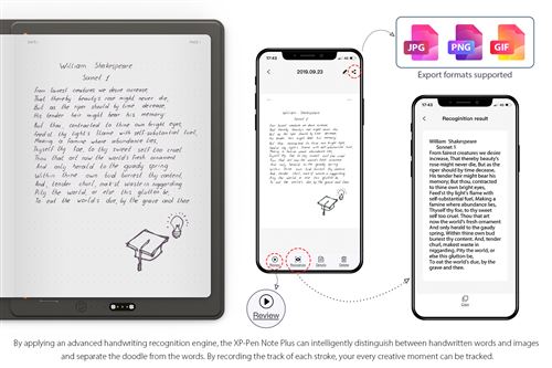 Tablette graphique Huion Note X10 - Bloc-Notes numérique Intelligent  Bluetooth 5.0 avec 8192 Niveaux de Pression pour l'écriture et Le  Dessin Compatible avec