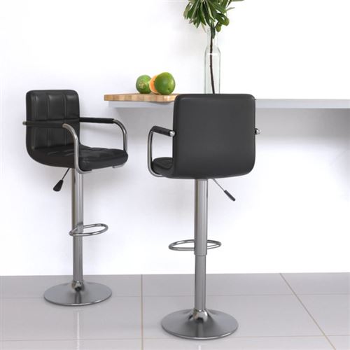 Vidaxl Noir Tabourets De Bar Lot De 2 Similicuir - Image 3