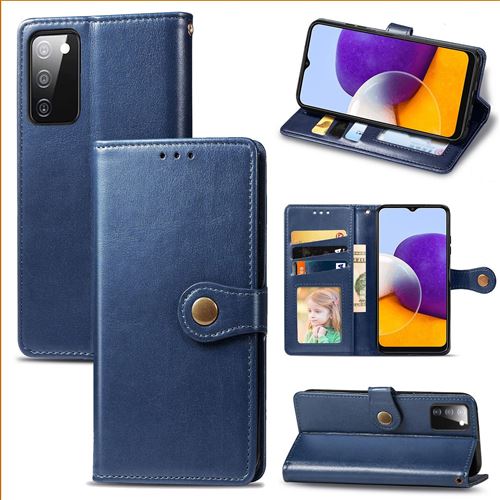 MPFRANCE Housse pour Samsung Galaxy A03S Bleu [Porte Carte, etui portefeuille, boucle]