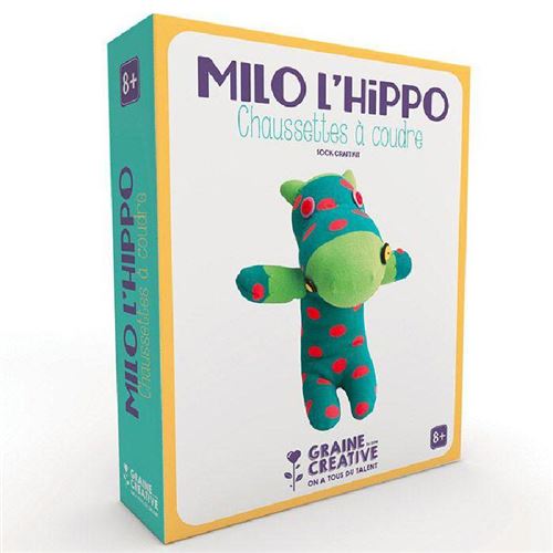 Doudou à faire soi-même - Milo l'Hippo, chaussette à coudre - Graine Créative