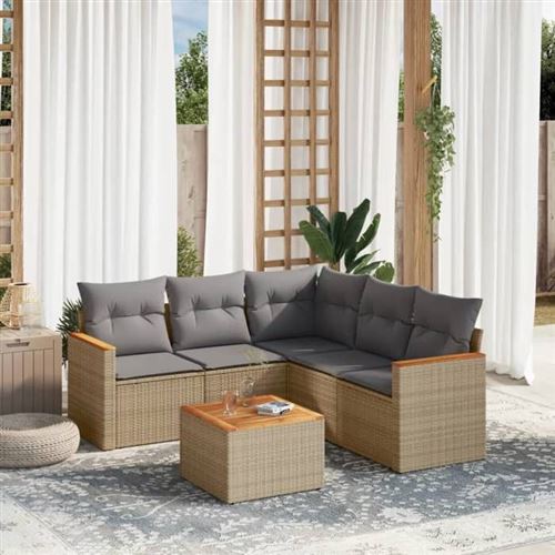 Vidaxl Beige Salon De Jardin 6 Pcs Résine Tressée - Mélange - Image 2