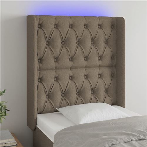 vidaXL Tête de lit à LED Taupe 83x16x118/128 cm Tissu3124362
