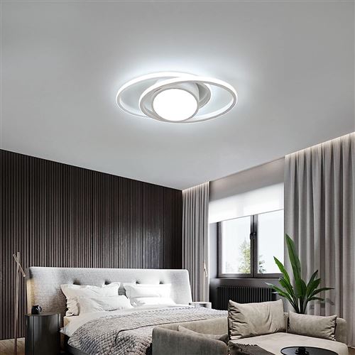 Plafonnier LED Chambre, 42W 4000lm, Luminaire Rond Moderne pour Salon et  Cuisine, Dia 40cm (Noir), Lumière Chaude 3000k