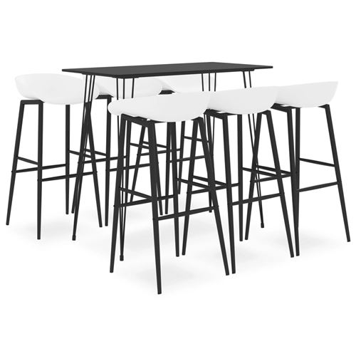 Ensemble De Bar 7 Pcs Noir Et Blanc Vidaxl
