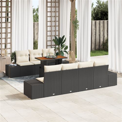Non Communiqué Noir Salon De Jardin Modulable Vidaxl Rotin 8 Pieces 7 Personnes