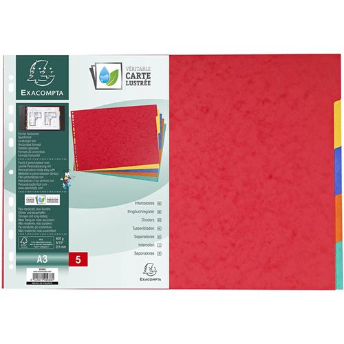 Intercalaires A3 - 5 positions - Carte lustrée 400g - Exacompta