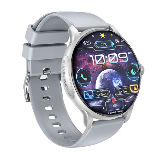 XO Montre Connect&eacute;e Suivi Sant&eacute; et Sport avec &Eacute;cran AMOLED &Eacute;tanche IP68  Argent