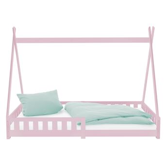 ML-Design Lit d'Enfants Tipi 90x200 cm Rose avec Protection Antichutes et Sommier à - 1