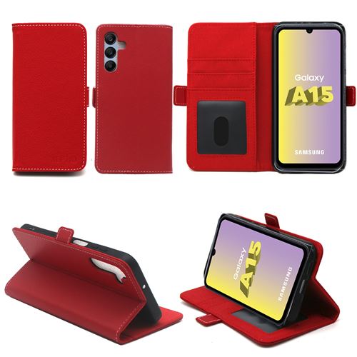 Housse rouge pour Samsung Galaxy A15 4G / Galaxy A15 5G Etui de Protection Portefeuille à Rabat avec Porte Cartes XEPTIO
