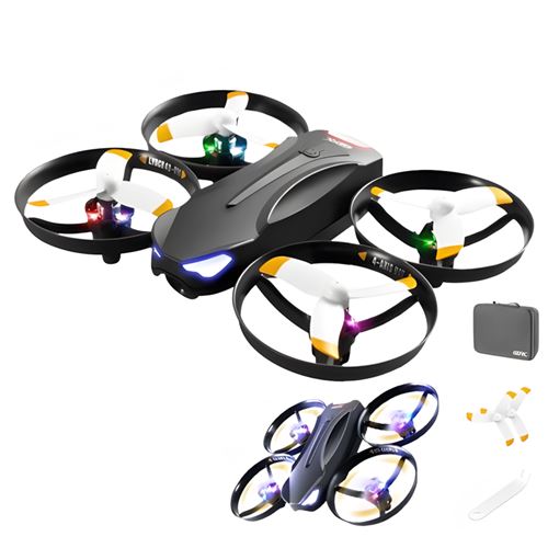 Drone SZSMART V16 Noir avec éclairage couleur 4K Autonomie 12 Min 1 Batterie