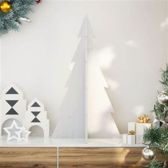vidaXL Arbre de Noël en bois pour décoration blanc 80 cm pin massif, décoration de sapin de Noël en bois, sapin de Noël en 858169 - 1