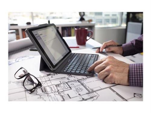 ZAGG Pro Keys - Clavier et étui - rétro-éclairé - Bluetooth - AZERTY - Français - noir/gris clavier, noir/gris étui - pour Apple 10.2-inch iPad (7ème génération, 8ème génération)