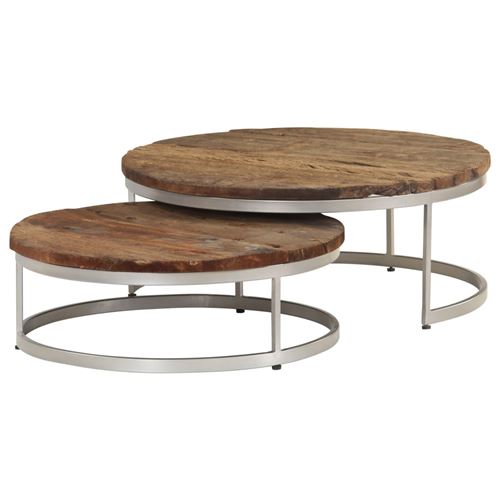 vidaXL Ensemble de table basse 2 pcs Bois de récupération et acier