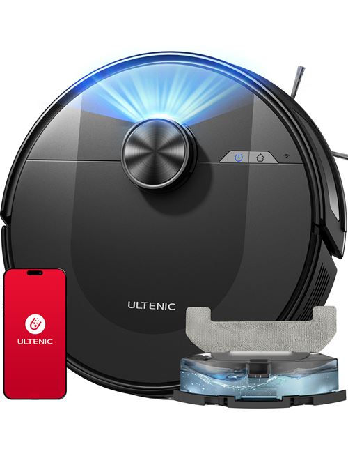 Ultenic Aspirateur robot laveur DL10, 8000Pa, Navigation de LDS, 200 mins d'Autonomie Max, Contrôle par App & Siri & Alexa & IFTTT