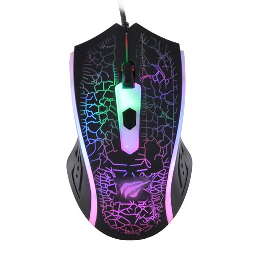 HV-MS736 Souris gamer 4 boutons, 1200 DPI, optique, filaire USB, r&eacute;tro&eacute;clairage LED