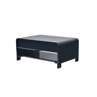 Table Basse Vlady Plateau Relevable Mdf Laque Coloris Noir