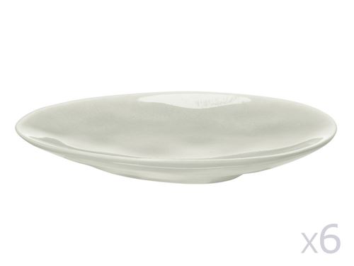 Assiette à dessert en grès 19.5x18cm crème - Lot de 6 A LA MAISON
