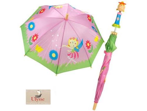 Parapluie princesse 70 cm manche en bois Cran d'arrêt enfant