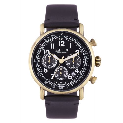 Montre Homme W.F 1903 à Quartz Cadran Noir 42 mm Et Bracelet Kaki En PU WFS18021
