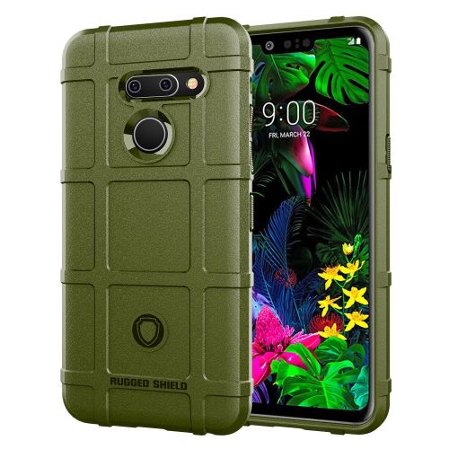Coque en TPU grille carrée de blindage vert armé pour votre LG G8 ThinQ