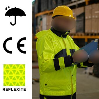 T2s Veste Parka securite Travail haute visibilite Jaune Fluo bandes reflechissantes XXL
