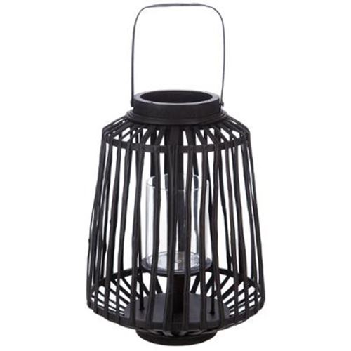 Lanterne en rotin ethnique Mood - H. 35 cm - Noir
