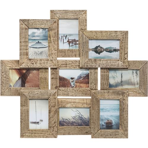 Atmosphera - Pêle-mêle Elsa en bois 9 photos - 69 x 60 cm - Elsa